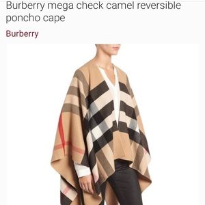 Burberry mega check camel reversible poncho cape